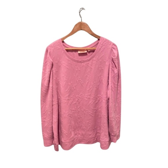 Evri Pink Floral Detail Sweatshirt Size 2X - Picture 1 of 7